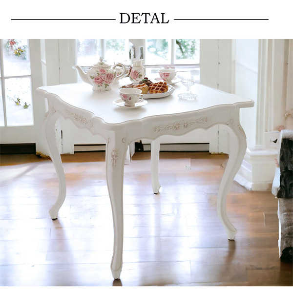 コンパクトダイニングテーブル(WH)800｜エレガント ホワイト家具