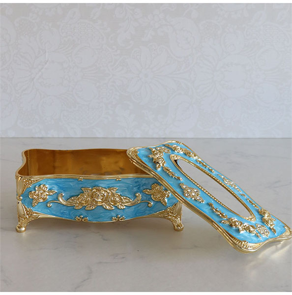 ロココ調 シンデレラのティッシュケース（ブルー）｜Y-KAGU(輸入家具屋