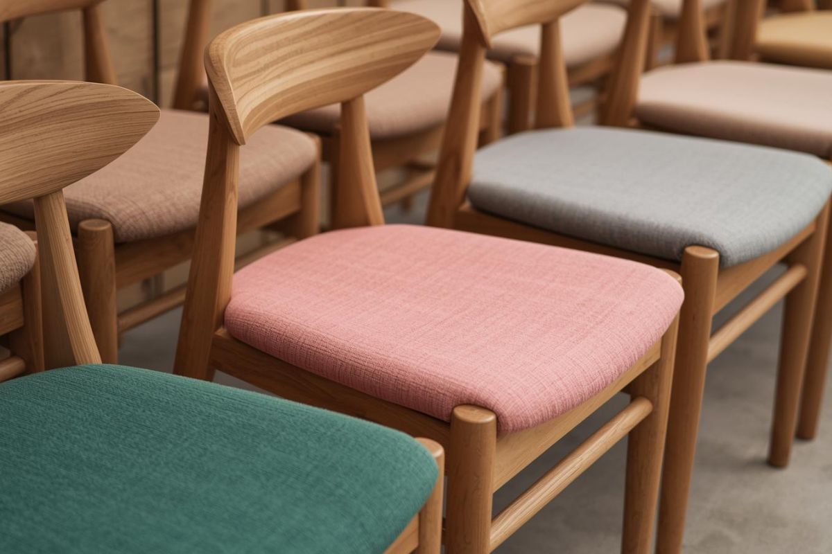 同じ形の椅子で張り地の色が違うコーディネート例