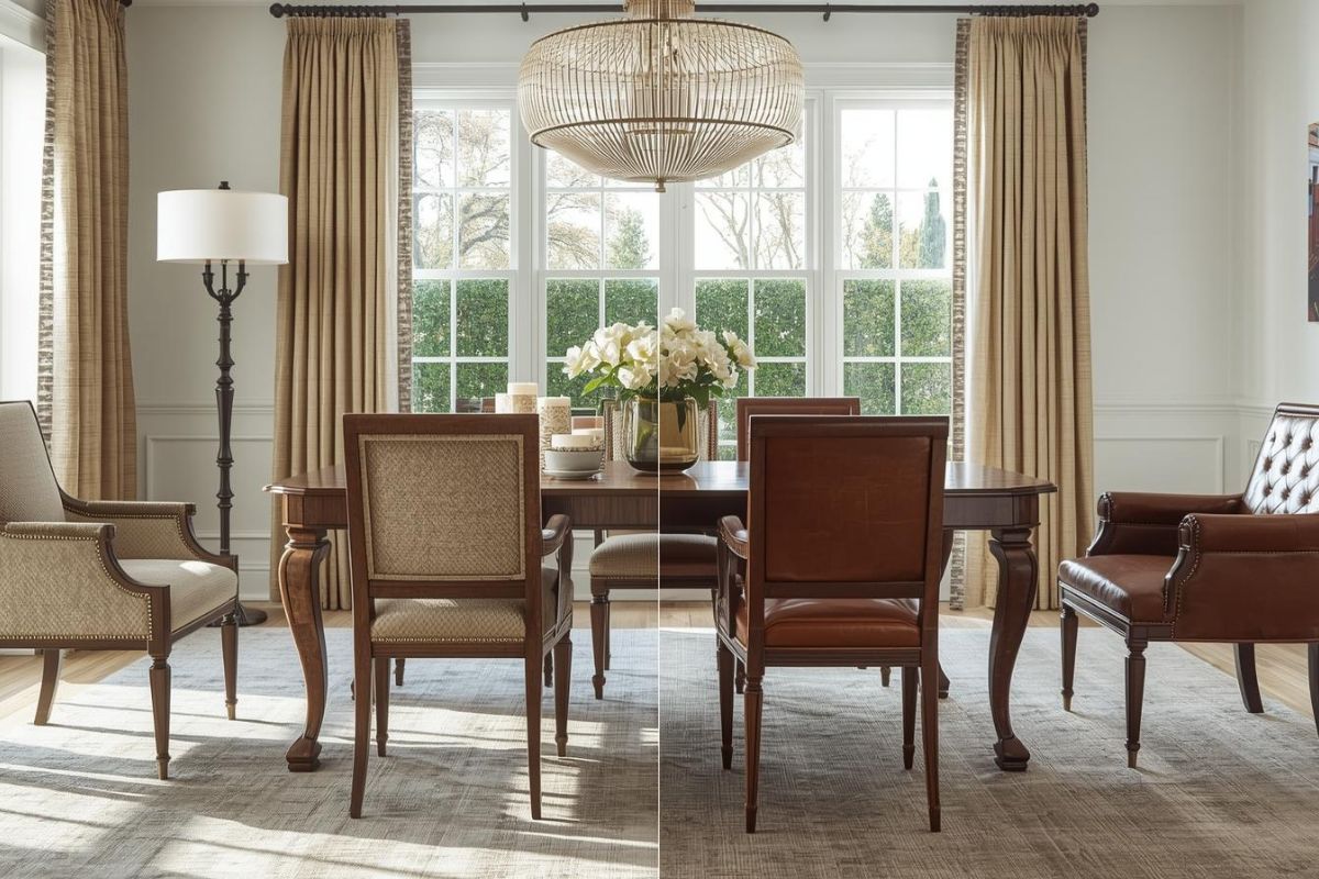 布張りチェアと合皮張りチェアの比較イメージ