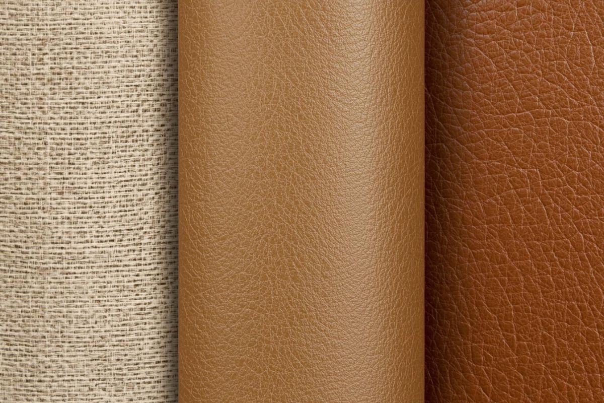 様々な張り地素材のサンプルと椅子