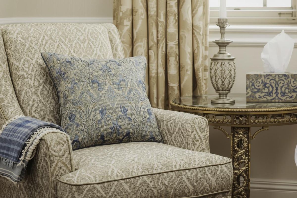 寝室のコーナーに置かれたジェニファーテイラーの椅子