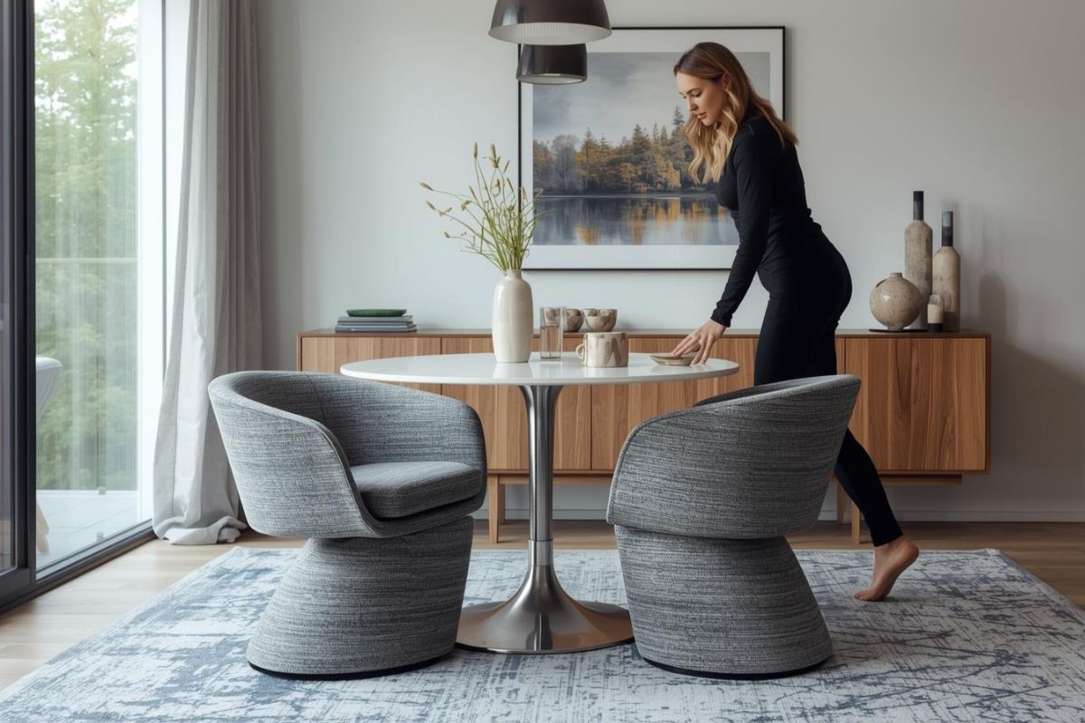 デザイン性の高いダイニング用回転チェア