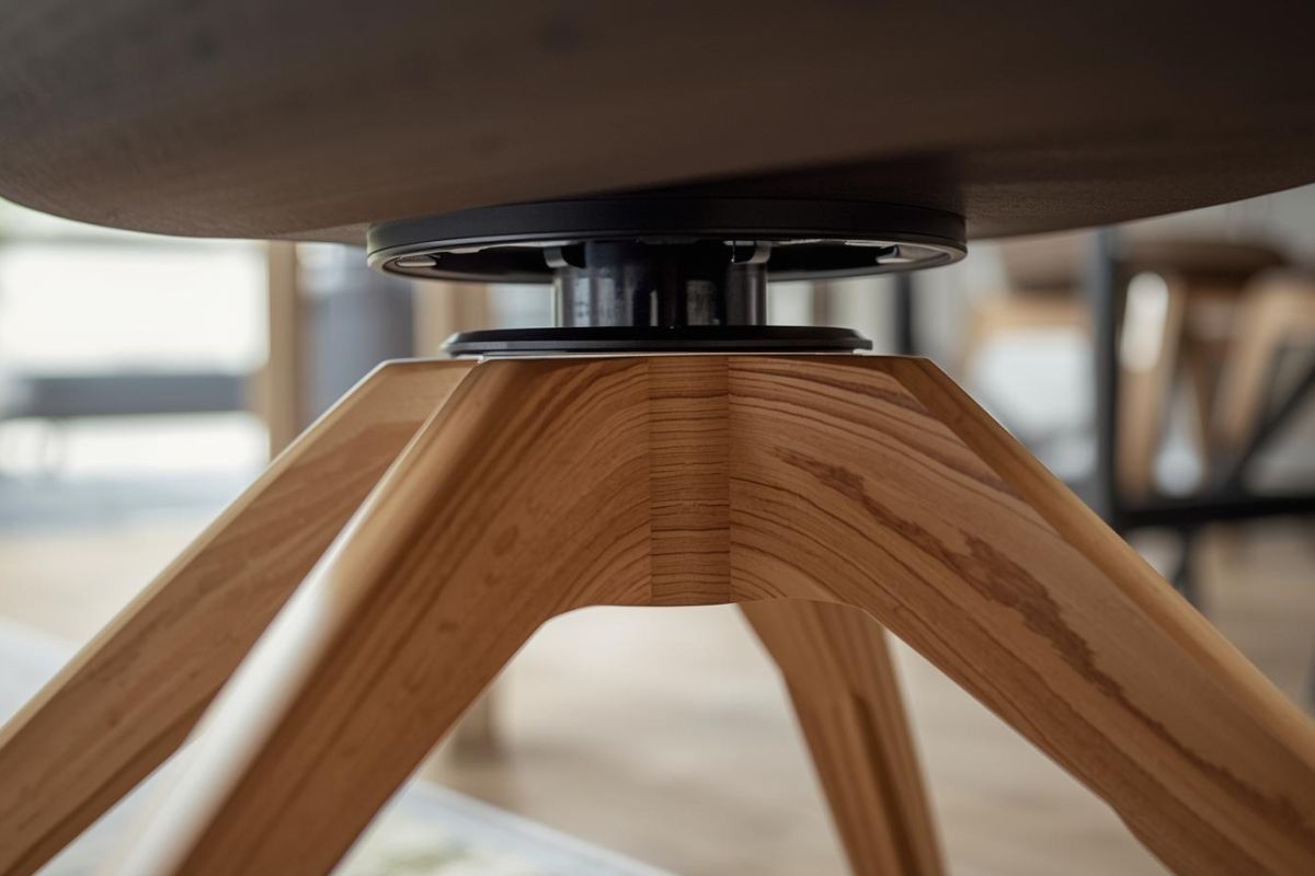 回転盤が見えないスマートな脚部のデザイン