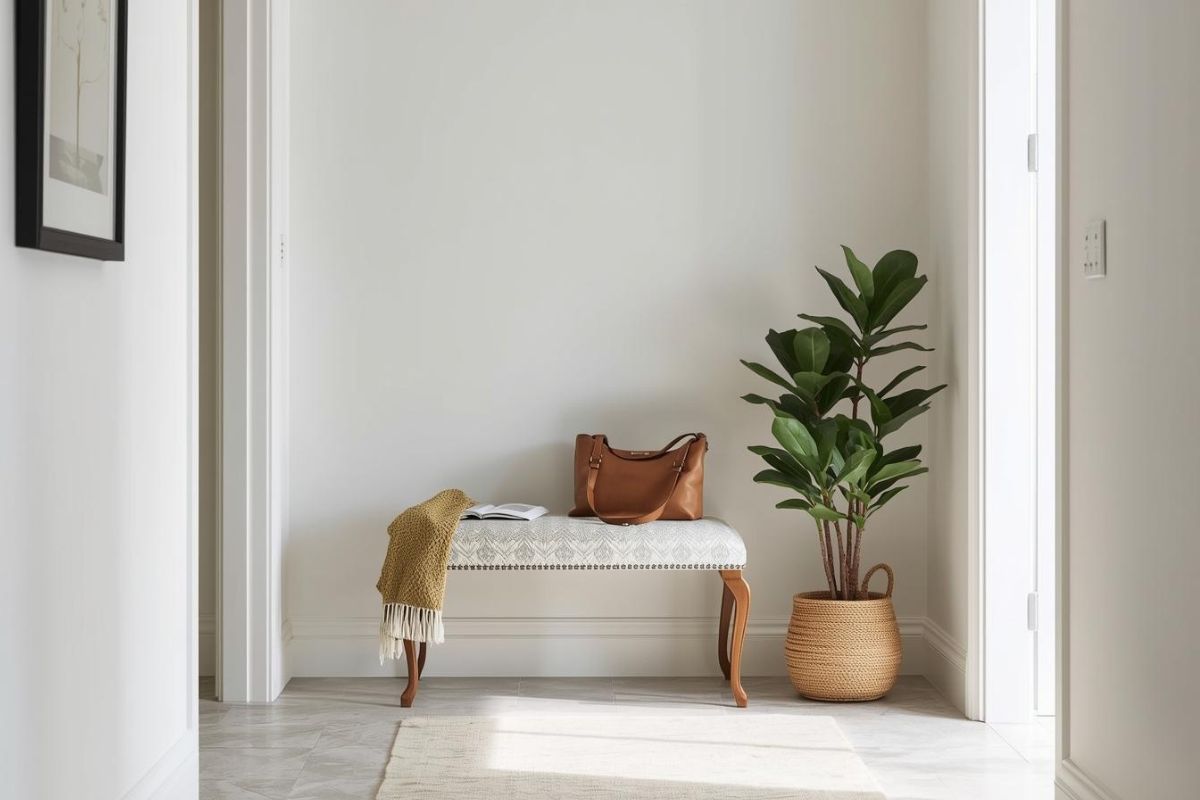 玄関ホールに置かれたエレガントなスツール