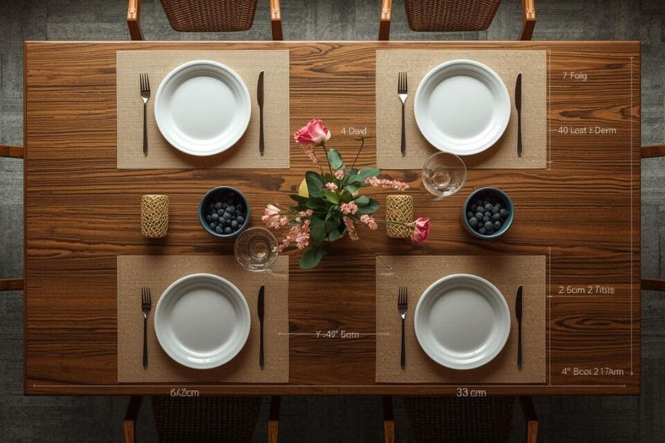 幅150cmのテーブルにゆったりと食器が並べられた様子