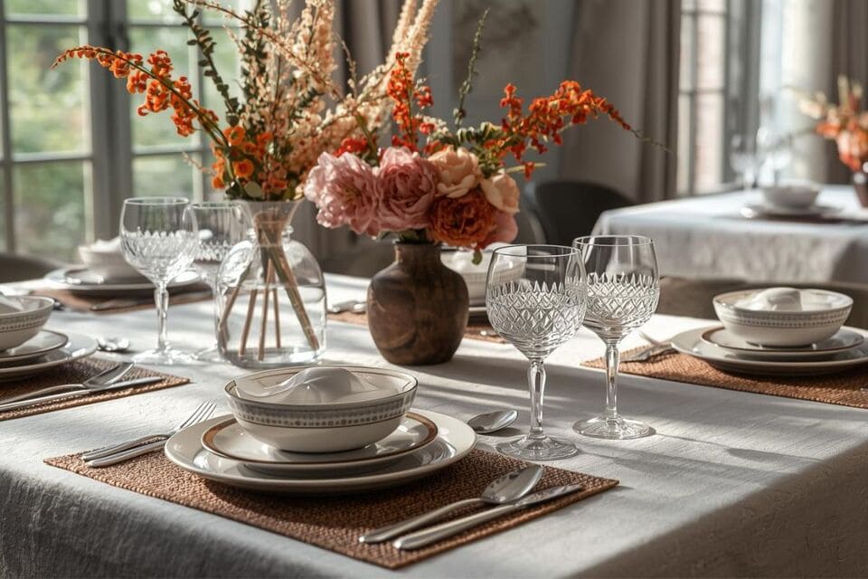 美しくコーディネートされたダイニングテーブル