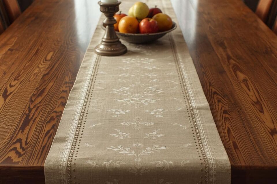 季節感のあるテーブルランナーとマットの組み合わせ
