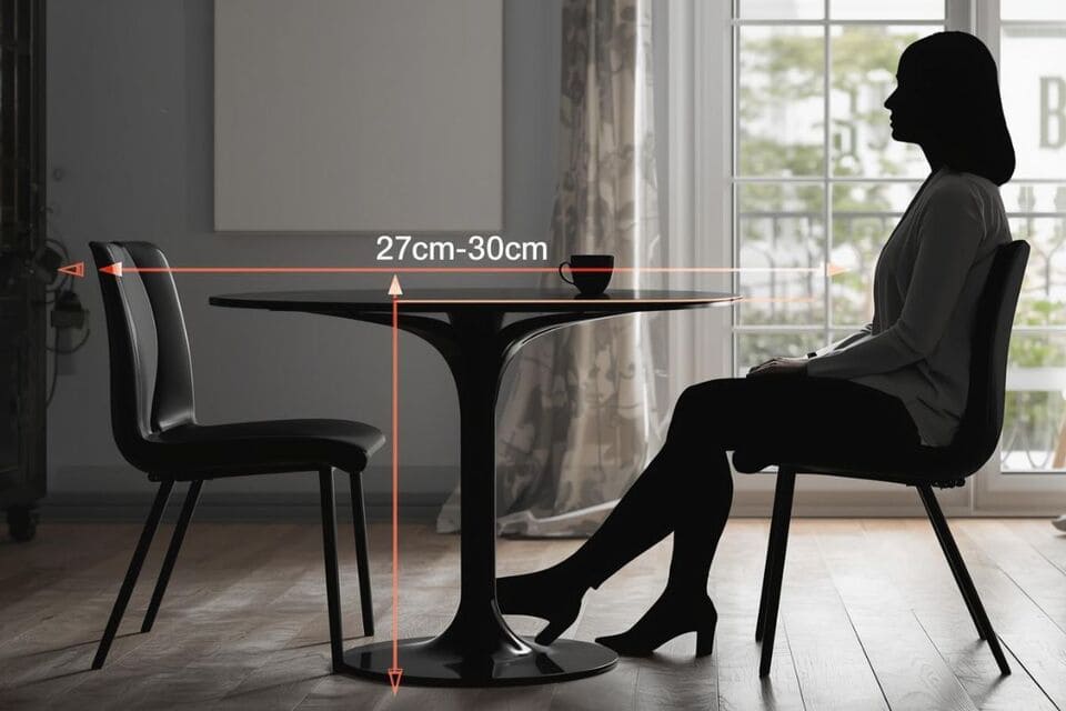 ダイニングテーブルと椅子の高さ関係を示すイメージ