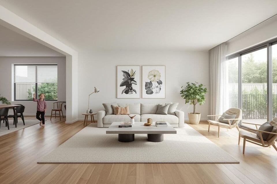 センターテーブルのあるリビングと、ないリビングのイメージ