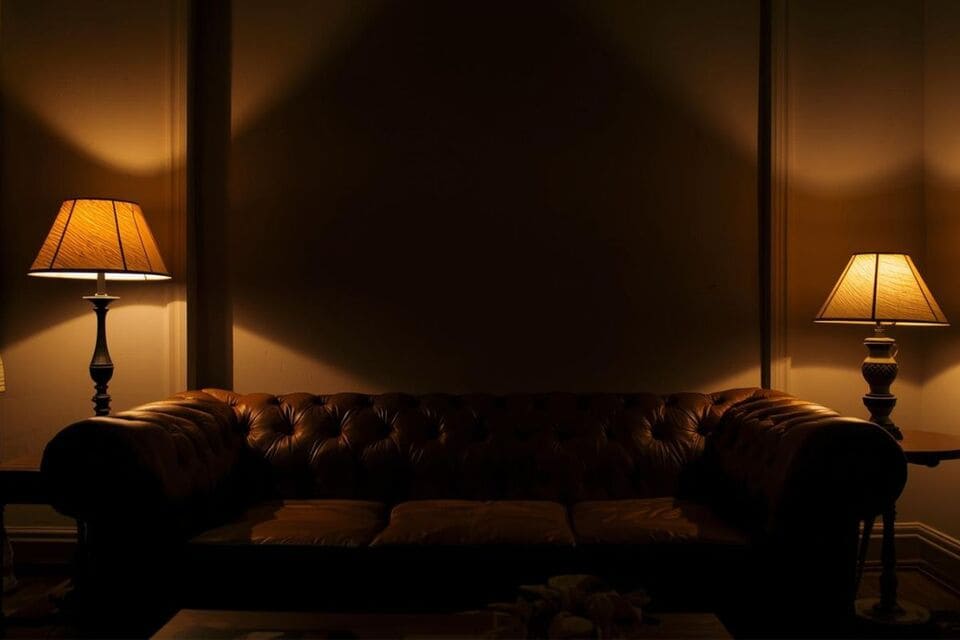 間接照明で落ち着いた雰囲気のリビング