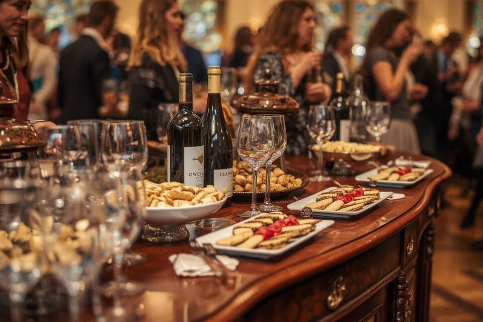 サイドボードを使ったドリンク・フードコーナー