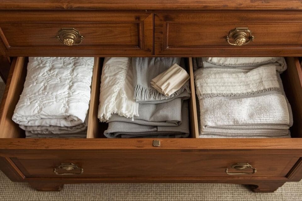 美しく整理整頓されたチェストの引き出し