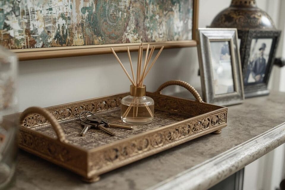 コンソールテーブルの上のディスプレイ