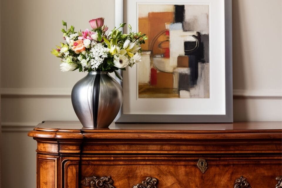 クラシカルな家具に現代的な小物を合わせたミックススタイル