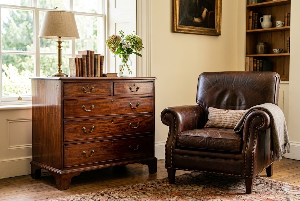 美しく経年変化した上質な木製家具