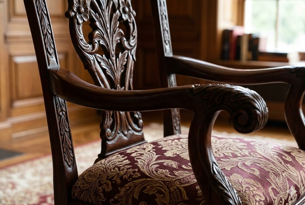 職人の手作業で作られた美しい装飾を持つクラシック家具