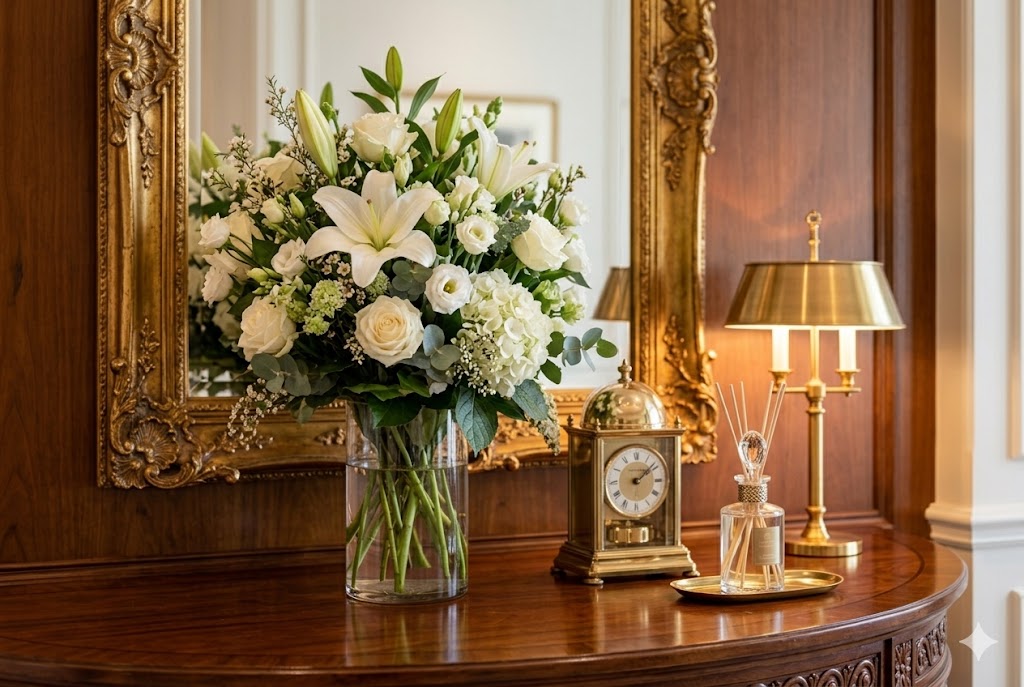 コンソールテーブルの上の美しいディスプレイスペース