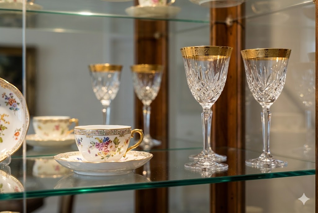 ゆとりを持って並べられたティーカップとグラス