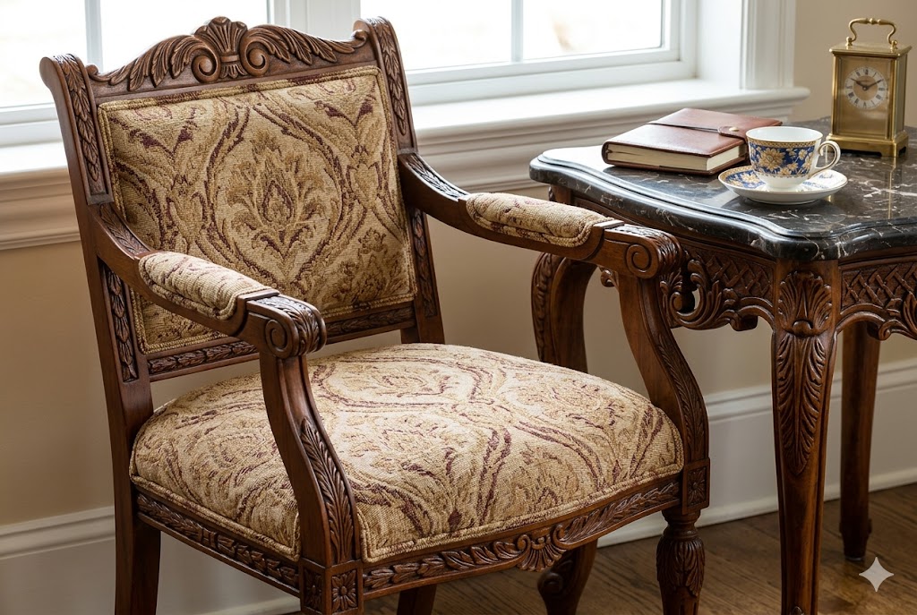 機能的でありながらデザイン性の高いパーソナルチェアとサイドテーブル