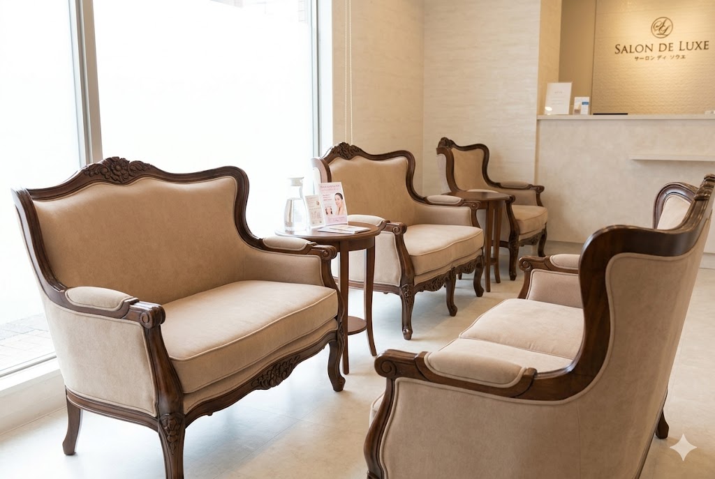 1人掛けソファ（アームチェア）がゆったりと配置された待合スペース