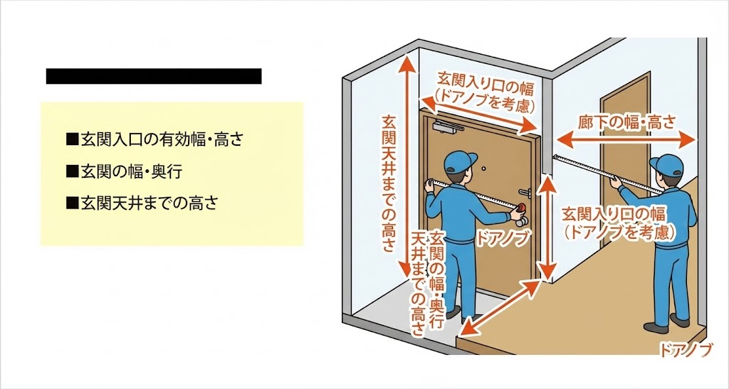 玄関扉の開きと搬入