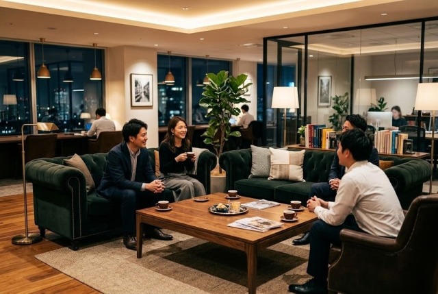 福利厚生としてのオフィス家具。休憩室をラウンジにして、社員がくつろげる場所へ