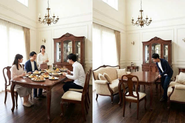 人数に合わせてサイズが変わる。伸長式ダイニングセットのメリット・デメリット
